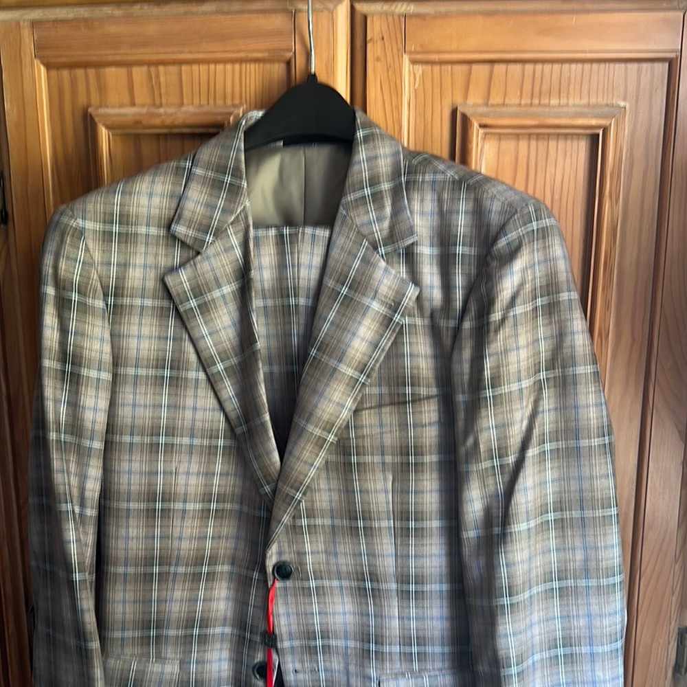 Men's 3 piece suit jacket vest pants - Brown and Gray